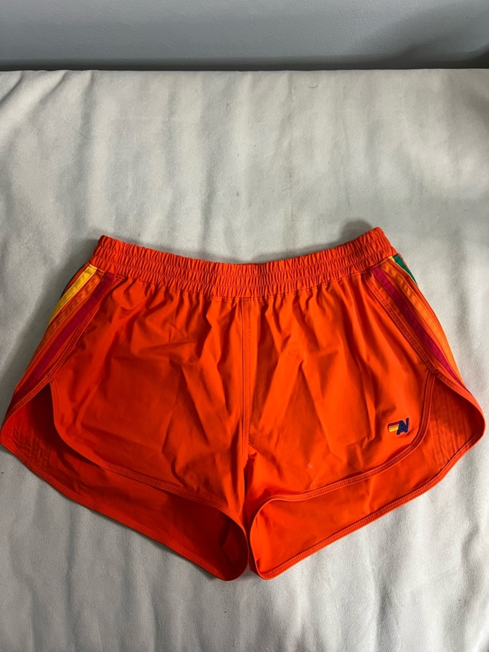 🌈 Aviator Nation Rainbow Stripe Running Shorts Orange XL Retro Surf Gym
